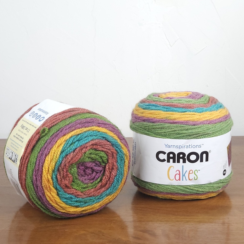 Caron Cakes Fruit Cake Yarn Acrylic Wool 383yds 17040 Boho Rainbow Autumn 2pcs